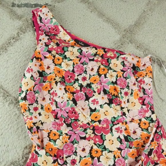 Lulu’s Garden Floral One-Shoulder Faux-Wrap Mini Dress Womens Large - Picture 6 of 15